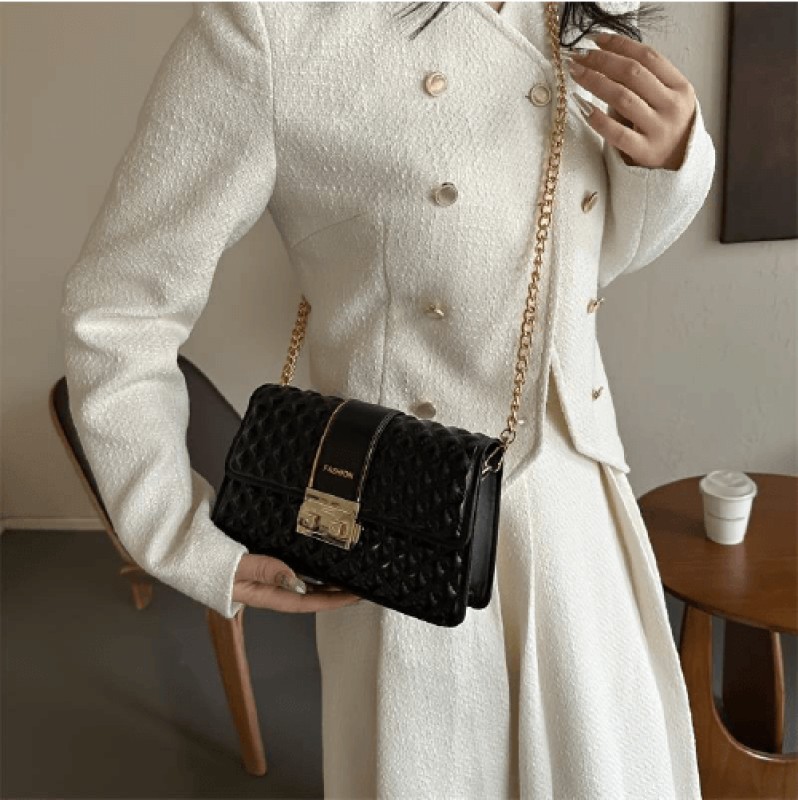 Sac à Main pour Femme avec Bandoulière en Chaîne - Noir