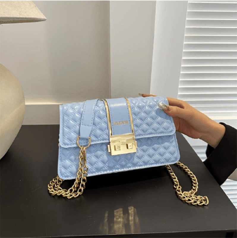 Sac à Main pour Femme avec Bandoulière en Chaîne - Bleu ciel