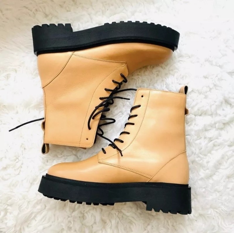 Bottes à Lacets - Chaussure Brun en Cuir