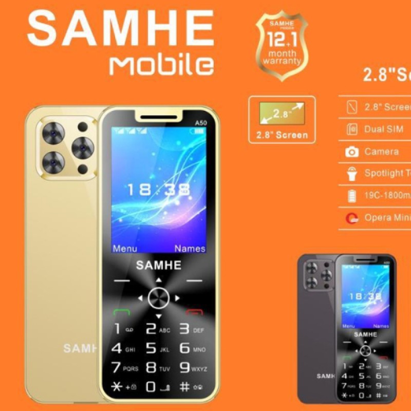 Téléphone SAMHE A50 2 SIM Radio FM - Jaune or