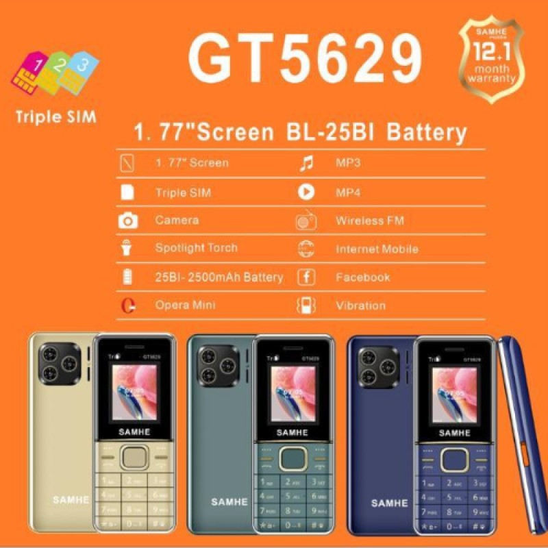 Téléphone SAMHE GT 5629 Triple SIM Radio FM - Noir
